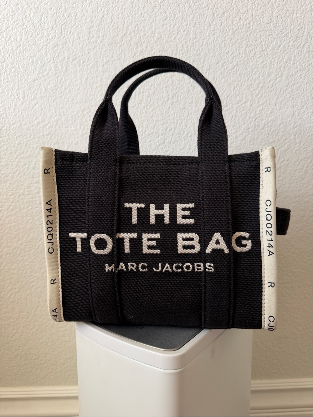 Marc Jacobs Black Canvas 'The Tote Bag' with Cream Trim